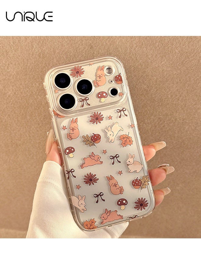 يونيك متوافق مع غطاء iPhone 17 Pro - غطاء هاتف بنمط أرنب الكستناء لفصلي الخريف والشتاء - غطاء هاتف شفاف - للنساء والفتيات، حافة TPU ناعمة مضادة للخدوش ومقاومة للصدمات، غطاء حماية كامل للكاميرا - Image 5